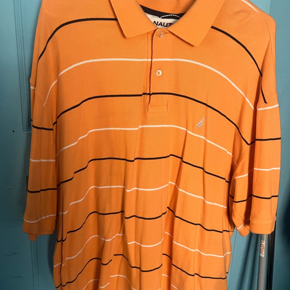Nautica Men's Polo in Orange with Stripes